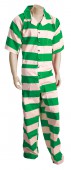 Striped Color Inmate Coveralls-Green & White-6x-Large