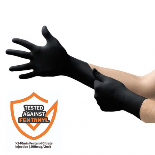 Black Nitrile Fentanyl Protection Disposable Gloves-Small
