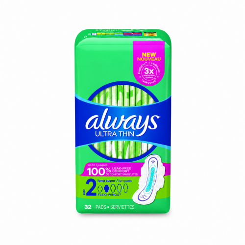 Always Super Long Thin Pads With Wings,size 2, Super Long Absorbency
