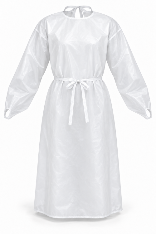 White Isolation Gown - Thumb Loop